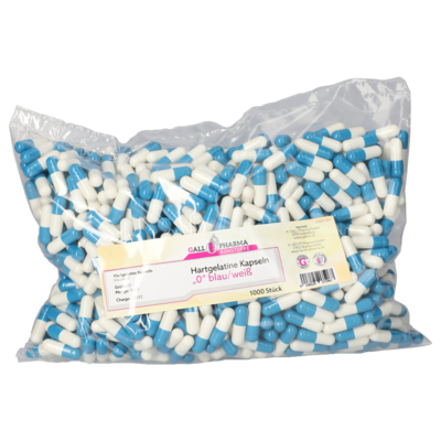 HARTGELATINEKAPSELN Gr.0 blau/weiß