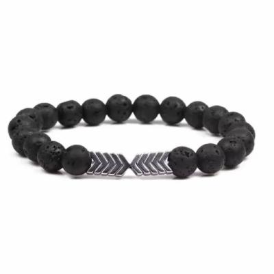 Lavastein Chakra Armband Äther. Öle silber