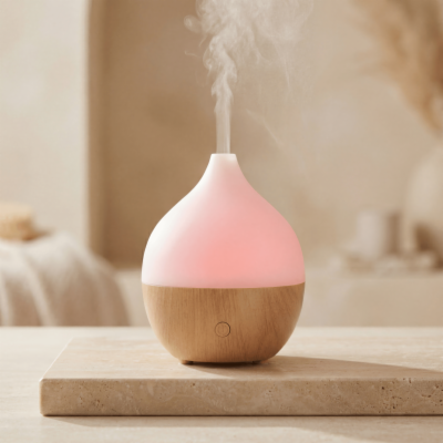AROMA DIFFUSER f.ätherische Öle LED Holz weiß