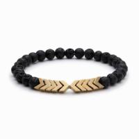 Lavastein Chakra Armband Äther. Öle gold